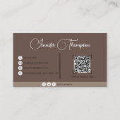 Moderner Beruflicher Creme-Beige-QR-Code Visitenkarte (Rückseite)