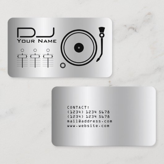 Moderner beruflicher DJ-Player metallisch Visitenkarte (Vorne/Hinten)