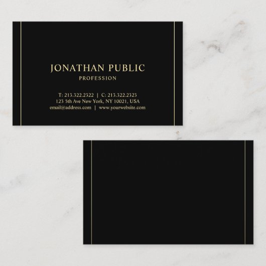 Moderner Beruflicher, einfacher Template Gold Text Visitenkarte (Vorne/Hinten)