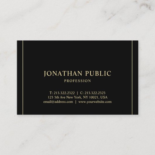 Moderner Beruflicher, einfacher Template Gold Text Visitenkarte (Vorderseite)