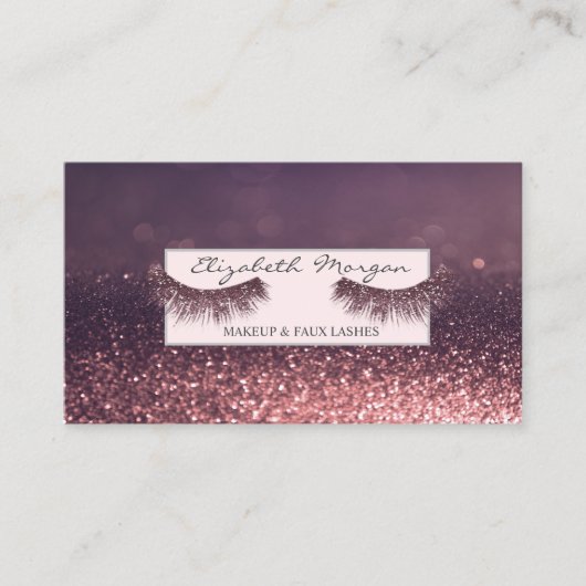 Moderner Beruflicher Glitzer Bokeh Lashes Visitenkarte (Vorderseite)