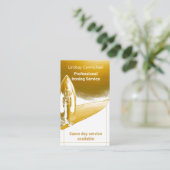 Moderner Beruflicher Gold Bügelservice Visitenkarte (Stehend Vorderseite)