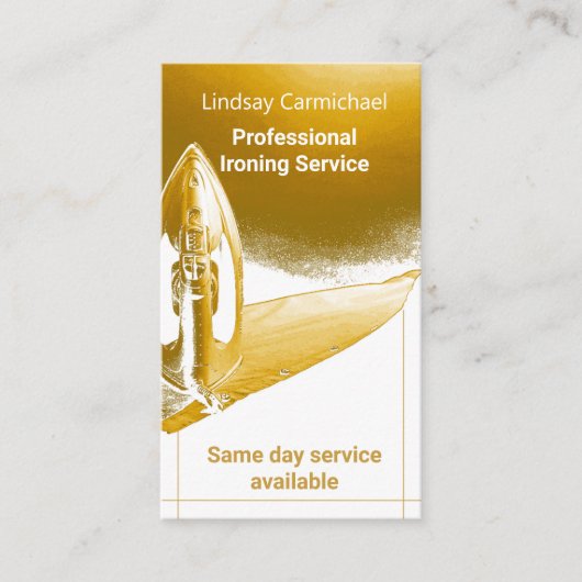 Moderner Beruflicher Gold Bügelservice Visitenkarte (Vorderseite)