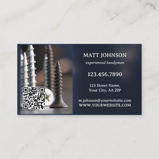 Moderner Beruflicher Handyman QR-Code Visitenkarte (Rückseite)