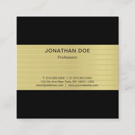 Moderner Beruflicher, kreativer Goldstreifen Quadratische Visitenkarte (Vorderseite)