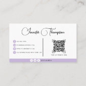 Moderner Beruflicher Lila QR-Code Visitenkarte (Rückseite)