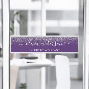 Moderner Beruflicher Lila SilberGlitzer Türschild