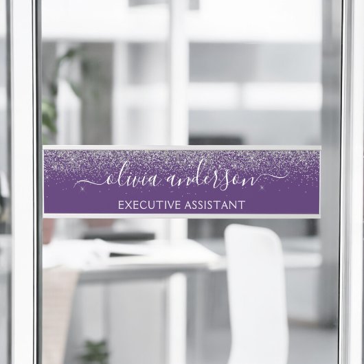 Moderner Beruflicher Lila SilberGlitzer Türschild