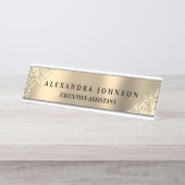 Moderner Beruflicher Luxus Gold Sparkle Glitzer Schreibtischnamensplakette (Vorderseite )