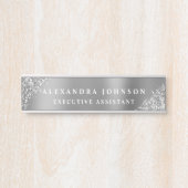 Moderner Beruflicher Luxus Silver Sparkle Glitzer Türschild (Vorderseite )