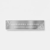 Moderner Beruflicher Luxus Silver Sparkle Glitzer Türschild (Vorderseite )