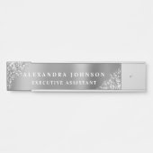 Moderner Beruflicher Luxus Silver Sparkle Glitzer Türschild (Vorderseite )