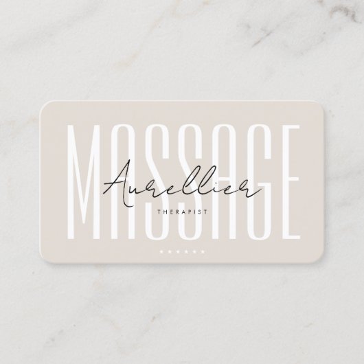 Moderner Beruflicher Massagetherapeut Sand Visitenkarte (Vorderseite)