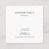 Moderner beruflicher Minimalistischer Quadratische Visitenkarte (Rückseite)