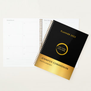 Moderner beruflicher Planer in Schwarz und Gold