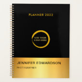 Moderner beruflicher Planer in Schwarz und Gold (Vorderseite)