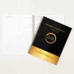 Moderner beruflicher Planer in Schwarz und Gold<br><div class="desc">Moderner eleganter Schwarz und Gold persönlicher,  Business-Planer. Fügen Sie Ihren eigenen Namen,  Text,  Logo und Website zu personalisieren.</div>