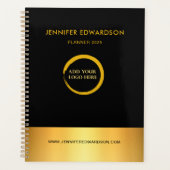 Moderner beruflicher Planer in Schwarz und Gold (Vorderseite)