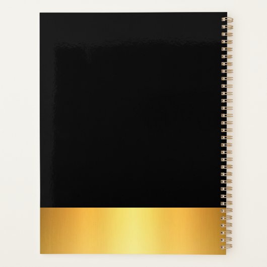 Moderner beruflicher Planer in Schwarz und Gold (Rückseite)