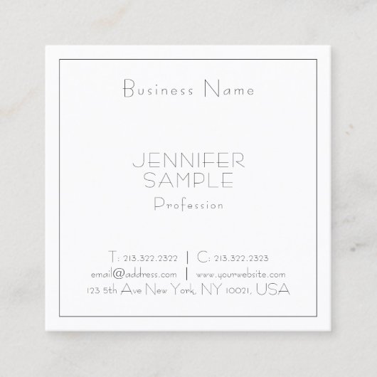 Moderner Beruflicher Platz Eleganter Luxus Schlich Quadratische Visitenkarte (Vorderseite)