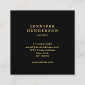 Moderner beruflicher Platz in Schwarz und Gold Quadratische Visitenkarte (Rückseite)