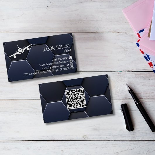 Moderner Beruflicher QR-Code, Luftfahrt Visitenkarte