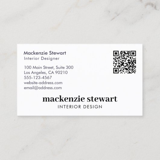 Moderner Beruflicher QR-Code Visitenkarte (Rückseite)