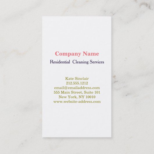 Moderner Beruflicher Reinigungsservice Visitenkarte (Rückseite)