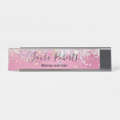 Moderner Beruflicher Rosa Glitzer De De Mare Schreibtischnamensplakette (Vorderseite )