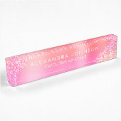 Moderner Beruflicher Rosa Orange Glitzer Namensplakette