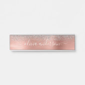 Moderner Beruflicher Rose Gold Silver Glitzer Türschild (Vorderseite )