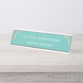 Moderner Beruflicher Rose Gold Sparkle Glitzer Des Schreibtischnamensplakette (Vorderseite )