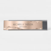 Moderner Beruflicher Rose Gold Sparkle Glitzer Des Schreibtischnamensplakette (Vorderseite )