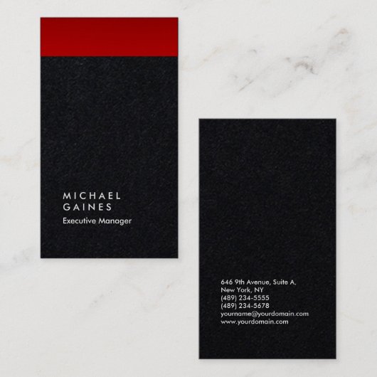 Moderner beruflicher Rotschwarz Visitenkarte (Vorne/Hinten)