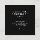 Moderner beruflicher, schlichter schwarzer Marmor Quadratische Visitenkarte (Rückseite)