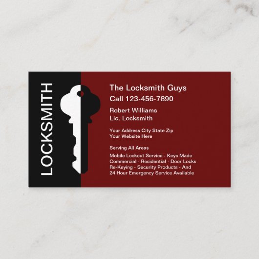 Moderner Beruflicher Schlosserdienst Visitenkarte (Vorderseite)