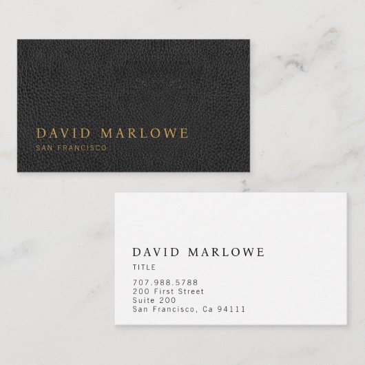Moderner Beruflicher schwarzer Ledereffekt Visitenkarte (Vorne/Hinten)
