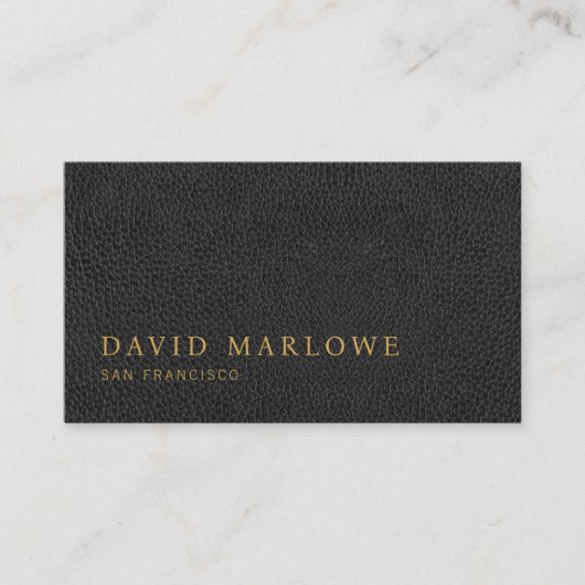 Moderner Beruflicher schwarzer Ledereffekt Visitenkarte (Vorderseite)