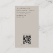 Moderner beruflicher Tischlercode Qr Visitenkarte (Rückseite)