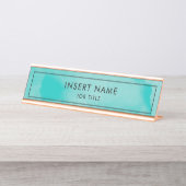 Moderner beruflicher TürkisWatercolor Schreibtischnamensplakette (Vorderseite )