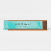 Moderner beruflicher TürkisWatercolor Schreibtischnamensplakette (Vorderseite )