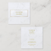 Moderner Beruflicher weißer Marmor Gold Text Luxus Quadratische Visitenkarte (Vorne/Hinten)