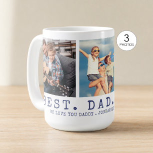Moderner BEST VATER EVA 3 Fotos Navy Blue Custom Kaffeetasse