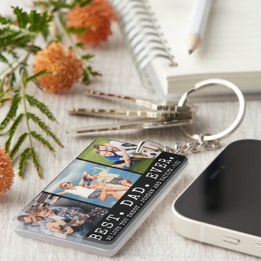 Moderner BEST VATER EVA 3 Fotos Personalisiert Schlüsselanhänger (Vorderseite rechts)
