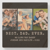 Moderner BEST VATER EVA 3 Fotos Personalisiert Steinuntersetzer (Vorderseite)