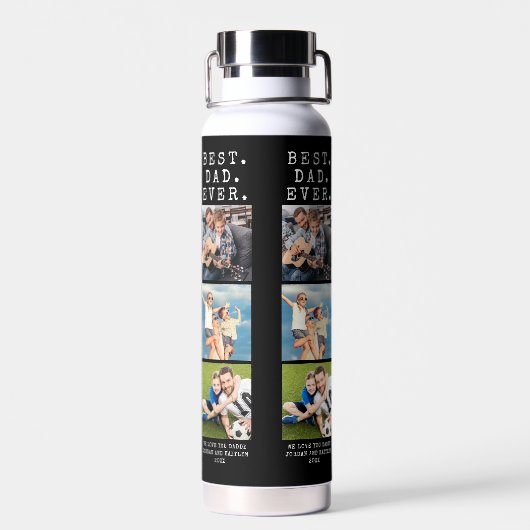 Moderner BEST VATER EVA 3 Fotos Personalisiert Trinkflasche (Rückseite)