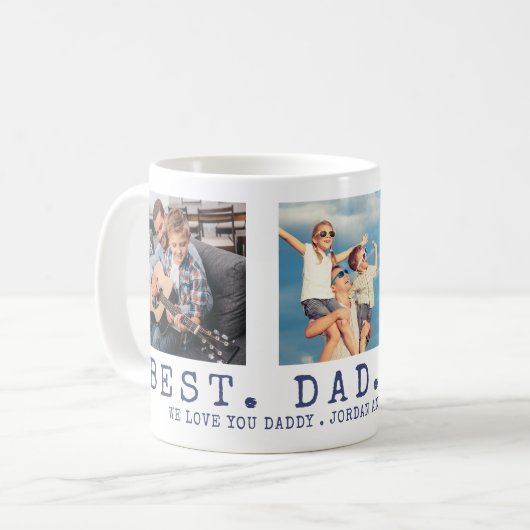 Moderner BEST VATER EVER Foto Personalisiert Blue Kaffeetasse (Vorderseite Links)