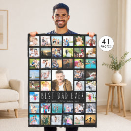 Moderner BEST VATER je Foto Collage Black Fleecedecke