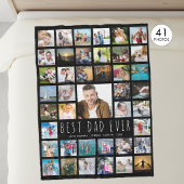 Moderner BEST VATER je Foto Collage Black Fleecedecke