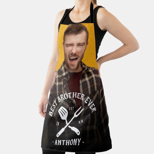 Moderner bester BROTHER je Cooler Name Foto Männer Schürze (InSitu)